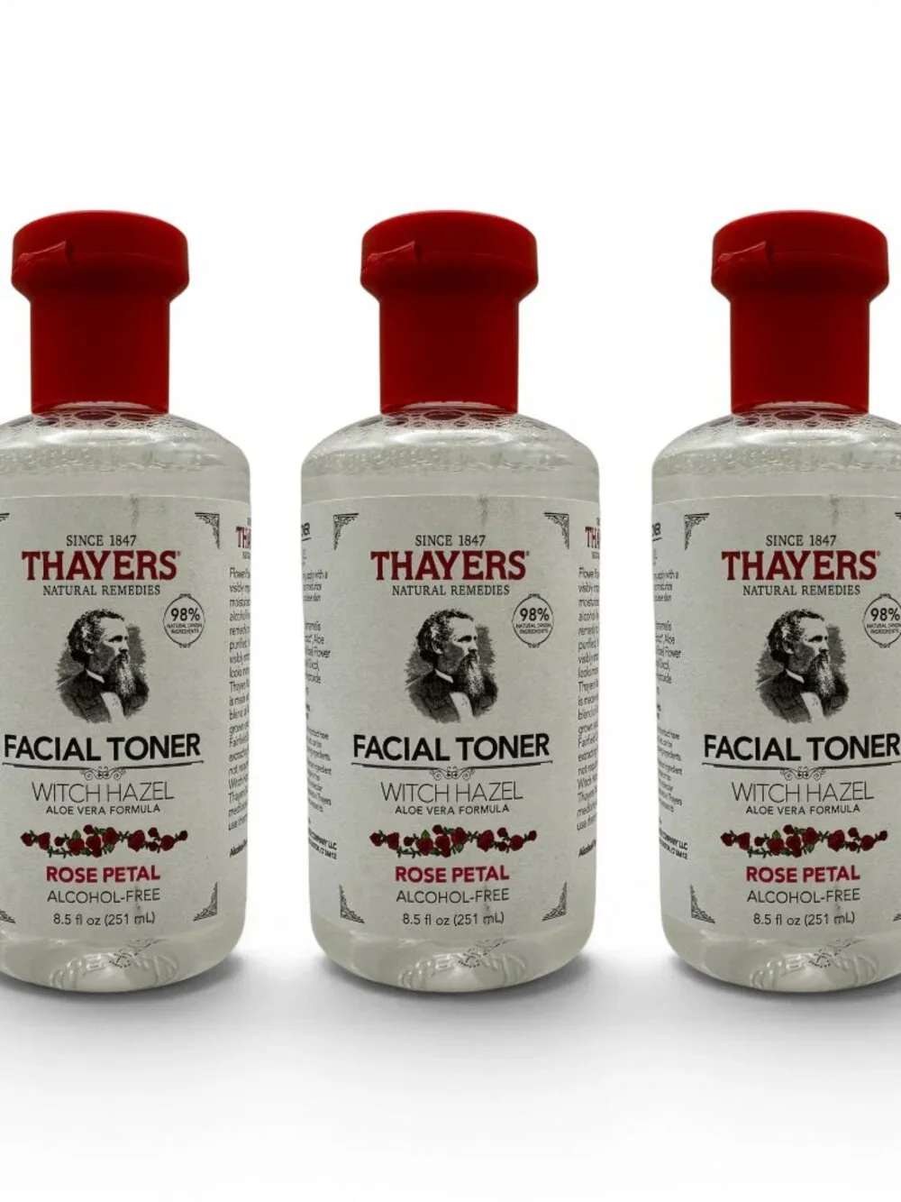 3 Pack Thayers Rose Petal Facial Toner Witch Hazel Aloe Alcohol-Free 8.5oz each